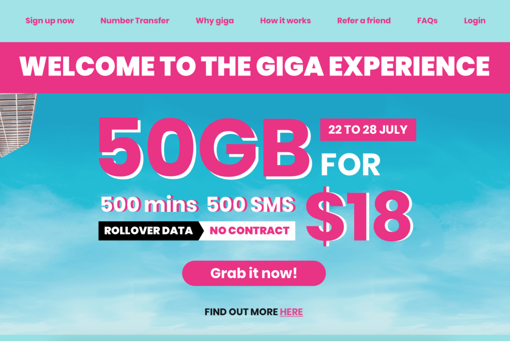 Giga Mobile Plan Singapore Promo code discount deeniseglitz 