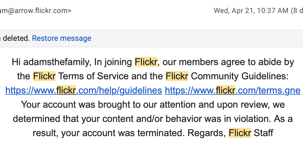 Email from Flickr