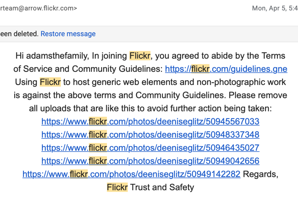 Email from Flickr