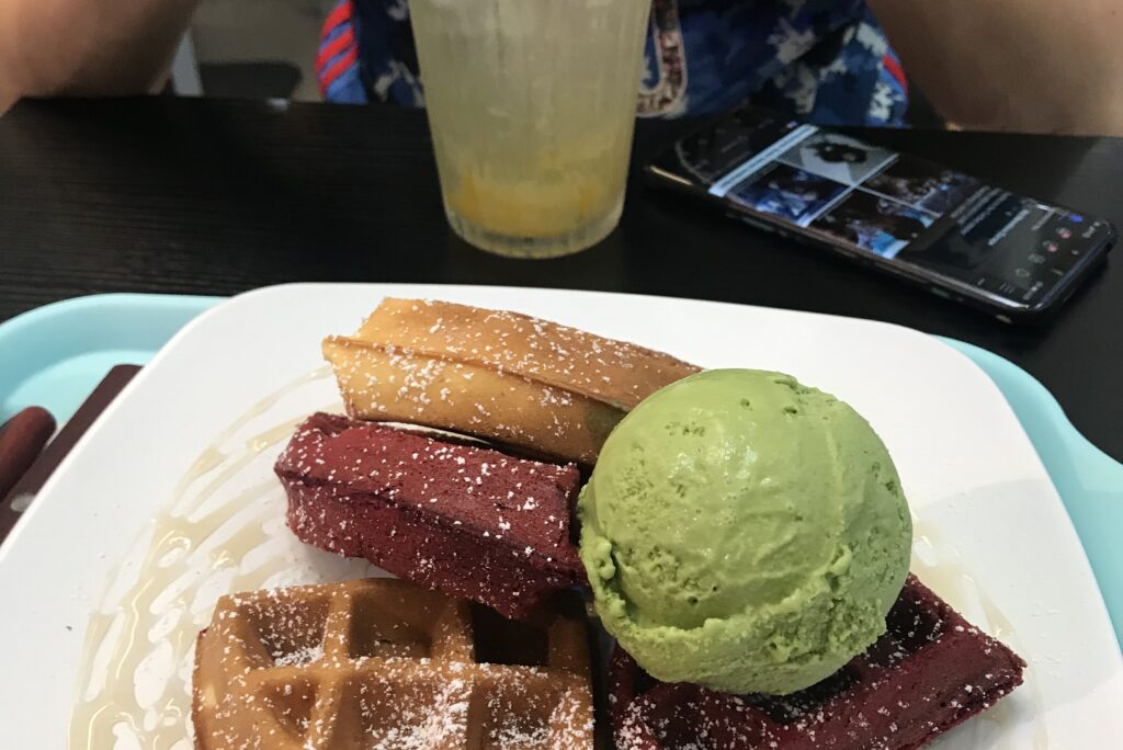 waffles with matcha ice cream Sweet Reservations