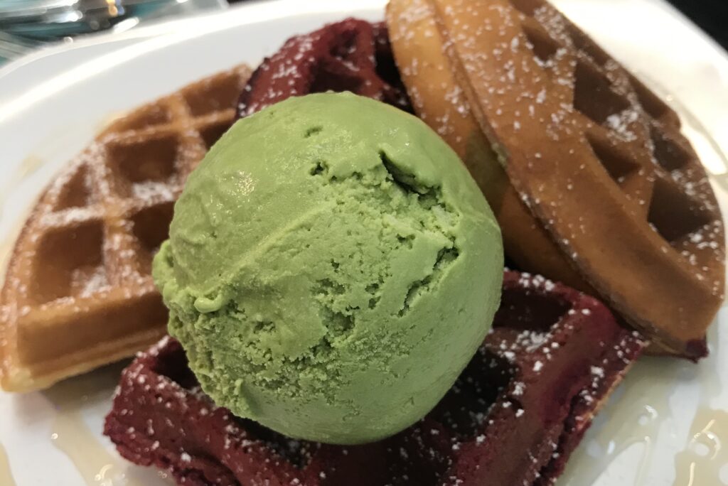 waffles with matcha ice cream Sweet Reservations
