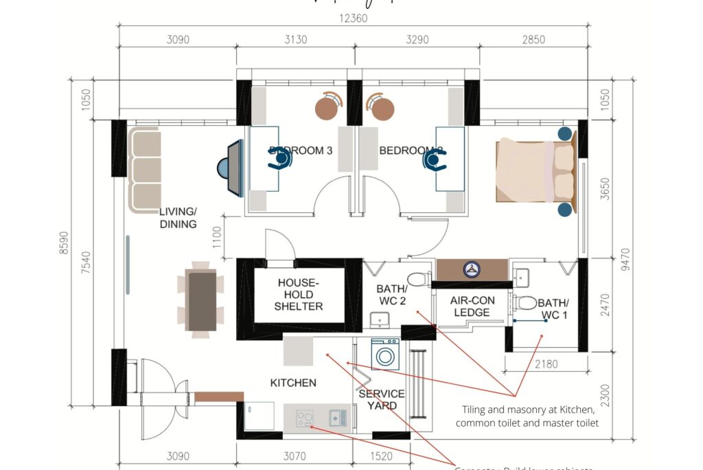 deeniseglitz home HDB flat 4-room layout
